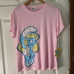 Unique Vintage Pink Tee with Smurfette Graphic